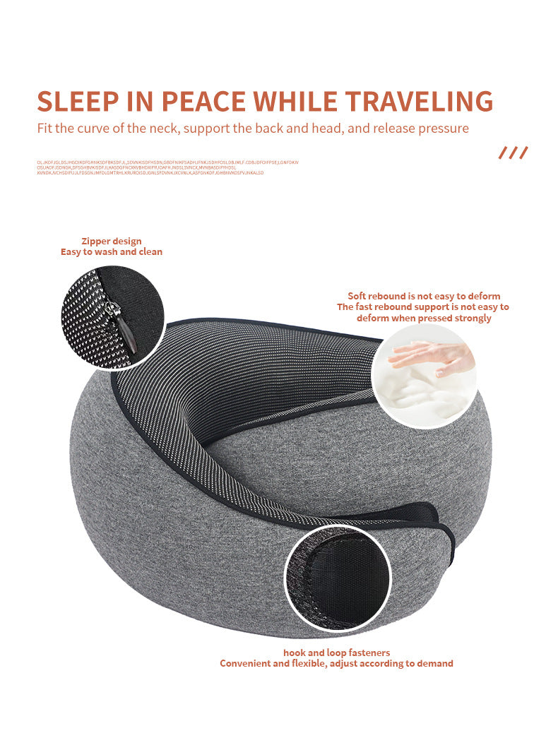Memory Foam Travel Neck Pillow with Carry Bag | Adjustable Airplane Pillow Set