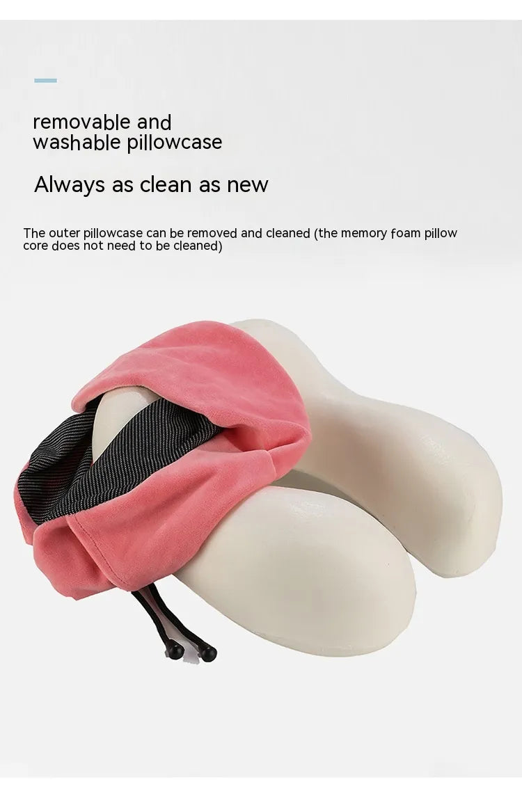 Premium Memory Foam Travel Pillow – Adjustable + Washable Cover