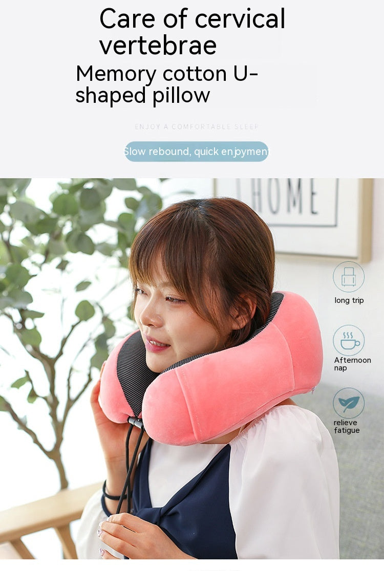 Premium Memory Foam Travel Pillow – Adjustable + Washable Cover
