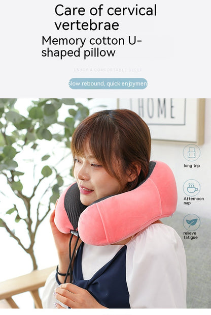 Premium Memory Foam Travel Pillow – Adjustable + Washable Cover