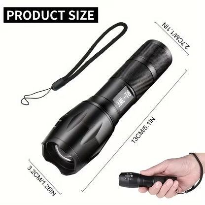 UltraBright Tactical LED Flashlight – 5-Mode Zoom, Waterproof, Heavy-Duty Aluminum