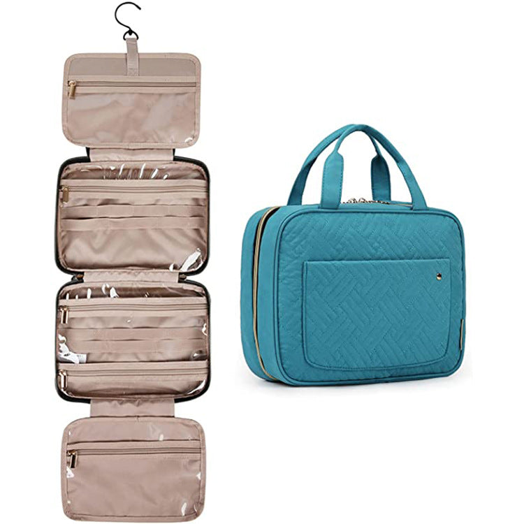 Hanging Toiletry Bag - Waterproof, 4 Fold-out Sections