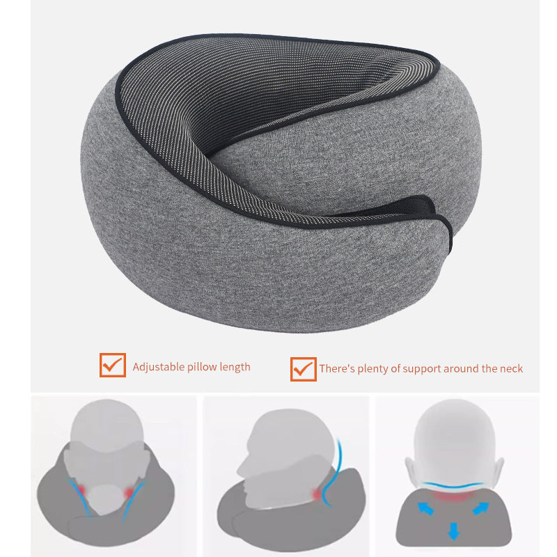 Memory Foam Travel Neck Pillow with Carry Bag | Adjustable Airplane Pillow Set
