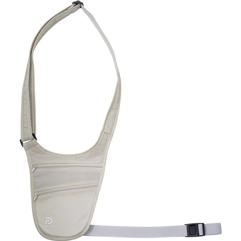Beige shoulder bag with a strap on a white background