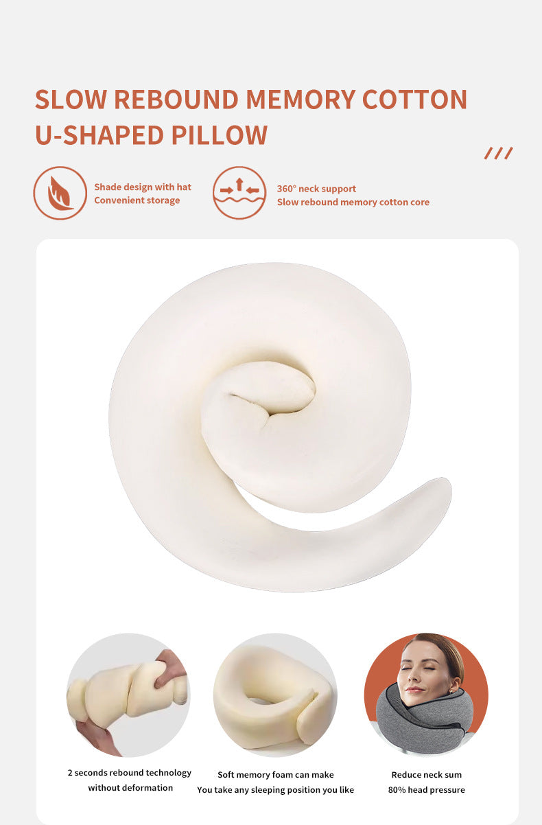 Memory Foam Travel Neck Pillow with Carry Bag | Adjustable Airplane Pillow Set