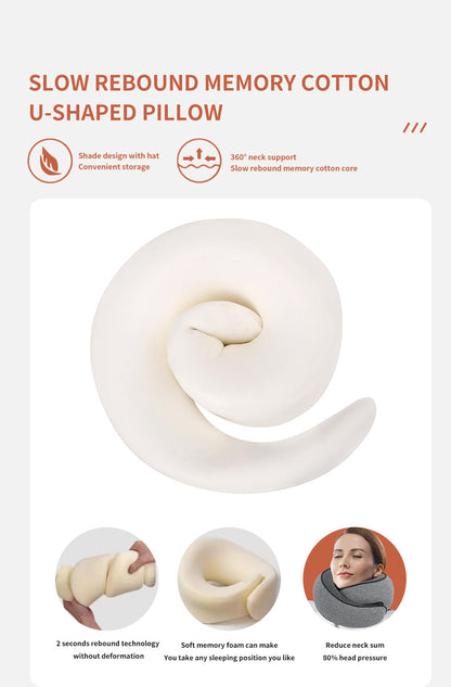 Memory Foam Travel Neck Pillow with Carry Bag | Adjustable Airplane Pillow Set