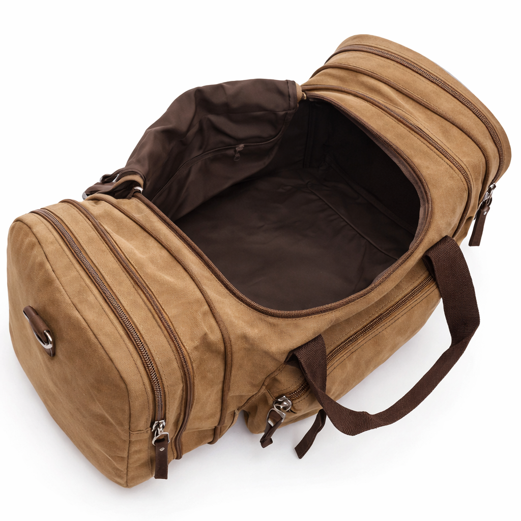 Heavy-Duty Canvas Weekender Bag – Multi-Pocket Travel Duffel