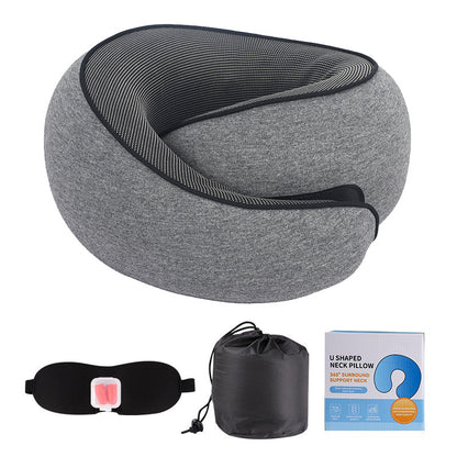Memory Foam Travel Neck Pillow with Carry Bag | Adjustable Airplane Pillow Set