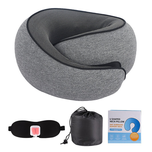 Memory Foam Travel Neck Pillow with Carry Bag | Adjustable Airplane Pillow Set
