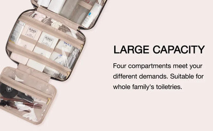 Hanging Toiletry Bag - Waterproof, 4 Fold-out Sections