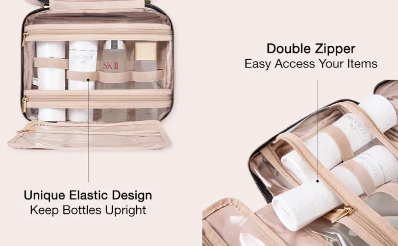 Hanging Toiletry Bag - Waterproof, 4 Fold-out Sections