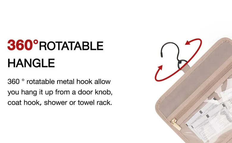 Hanging Toiletry Bag - Waterproof, 4 Fold-out Sections