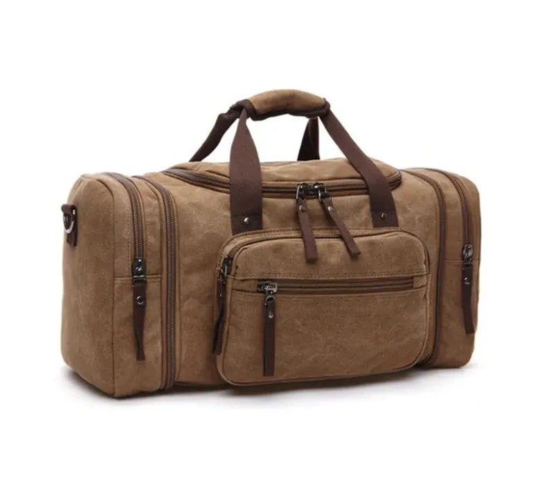 Heavy-Duty Canvas Weekender Bag – Multi-Pocket Travel Duffel