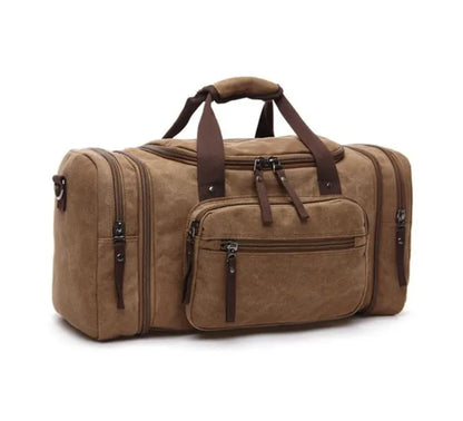 Heavy-Duty Canvas Weekender Bag – Multi-Pocket Travel Duffel