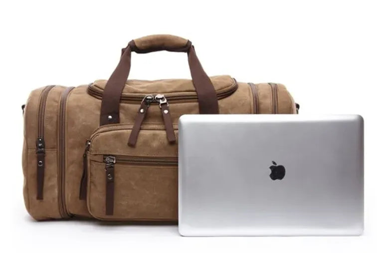 Heavy-Duty Canvas Weekender Bag – Multi-Pocket Travel Duffel