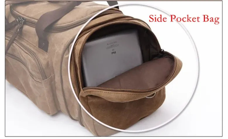 Heavy-Duty Canvas Weekender Bag – Multi-Pocket Travel Duffel