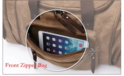Heavy-Duty Canvas Weekender Bag – Multi-Pocket Travel Duffel