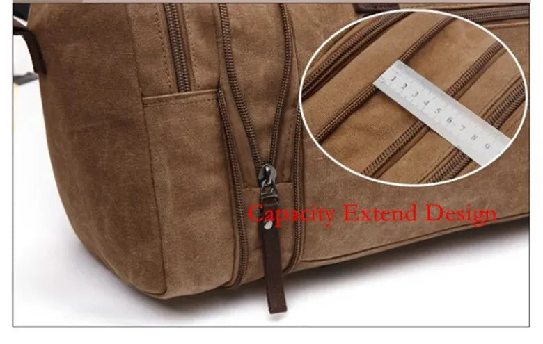 Heavy-Duty Canvas Weekender Bag – Multi-Pocket Travel Duffel