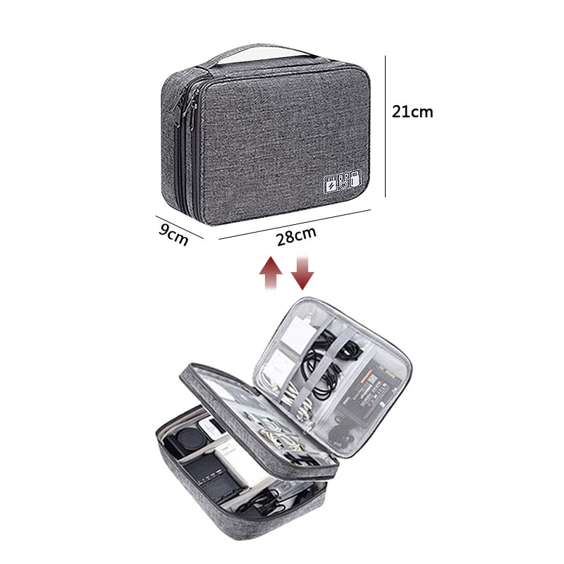 Portable Electronics Storage Case – Double Layer Travel Tech Bag