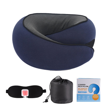 Memory Foam Travel Neck Pillow with Carry Bag | Adjustable Airplane Pillow Set