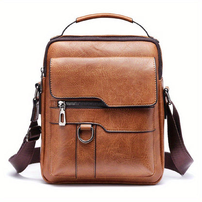 Men’s Everyday Crossbody Bag – PU Leather, Adjustable Strap, Organised Storage