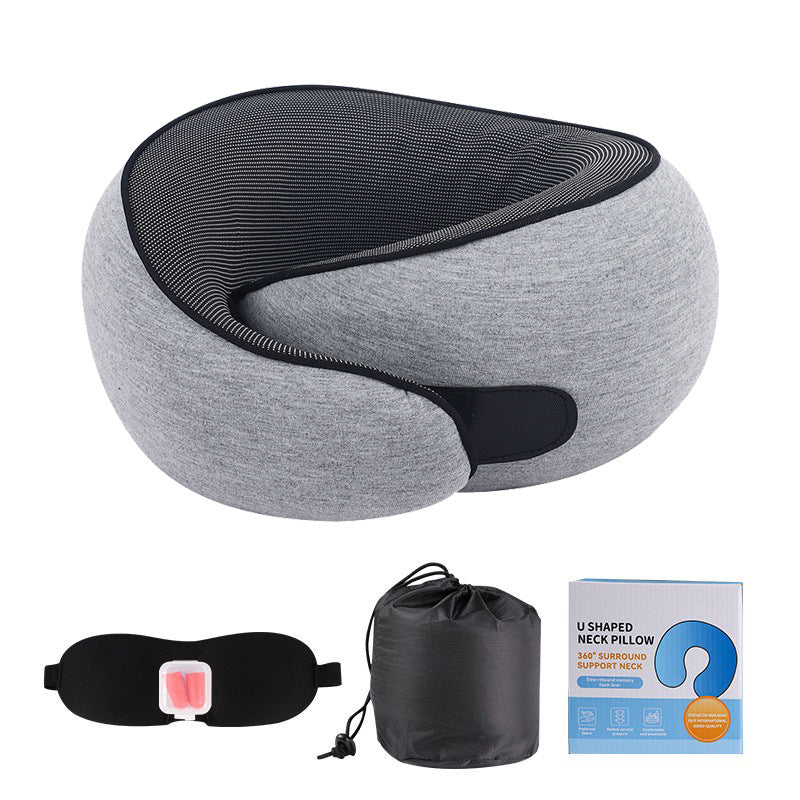 Memory Foam Travel Neck Pillow with Carry Bag | Adjustable Airplane Pillow Set